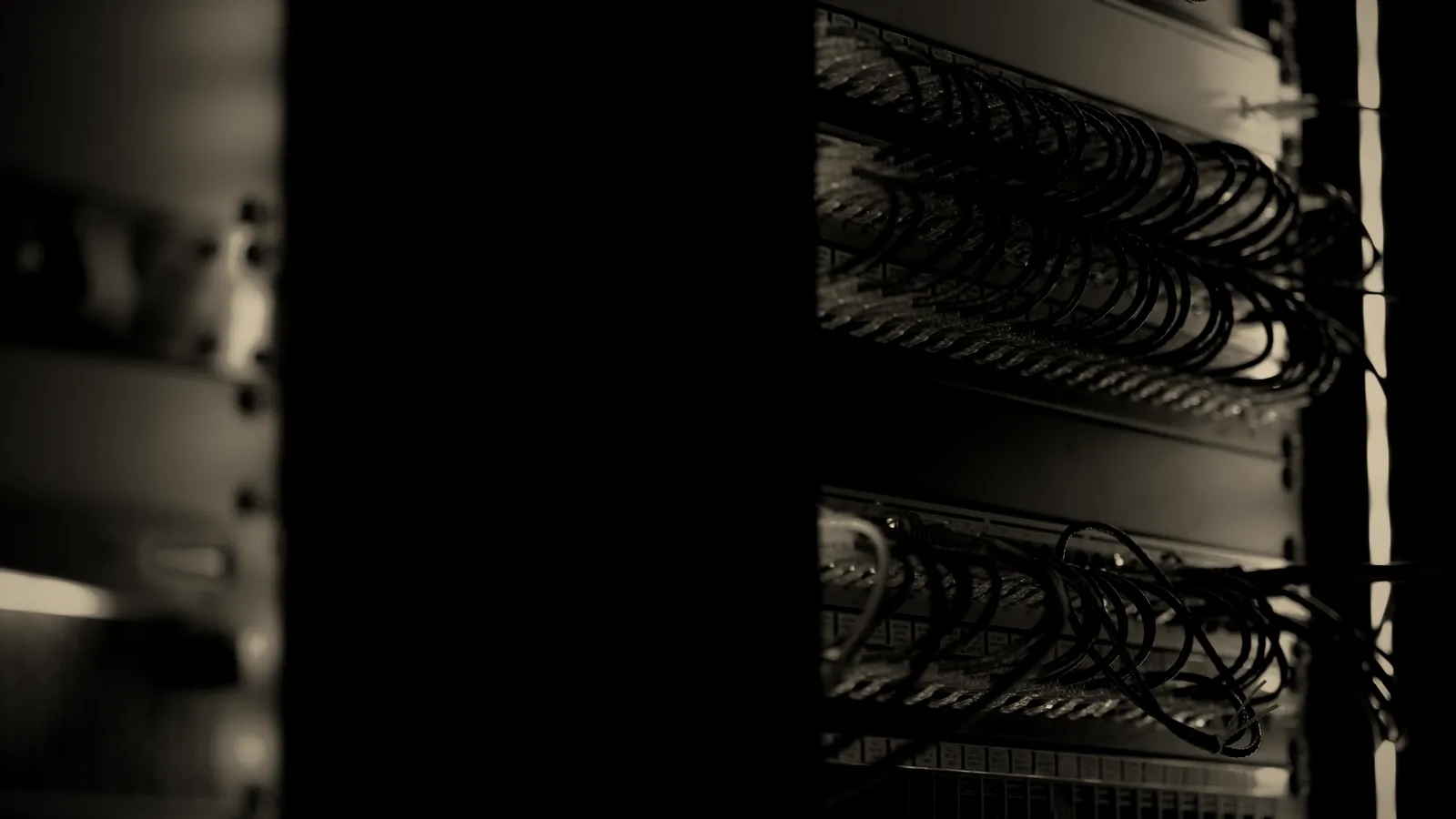 Racks of machines joined by light